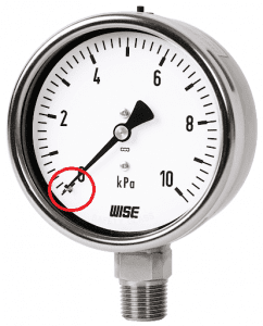 pressure gauge zero indication