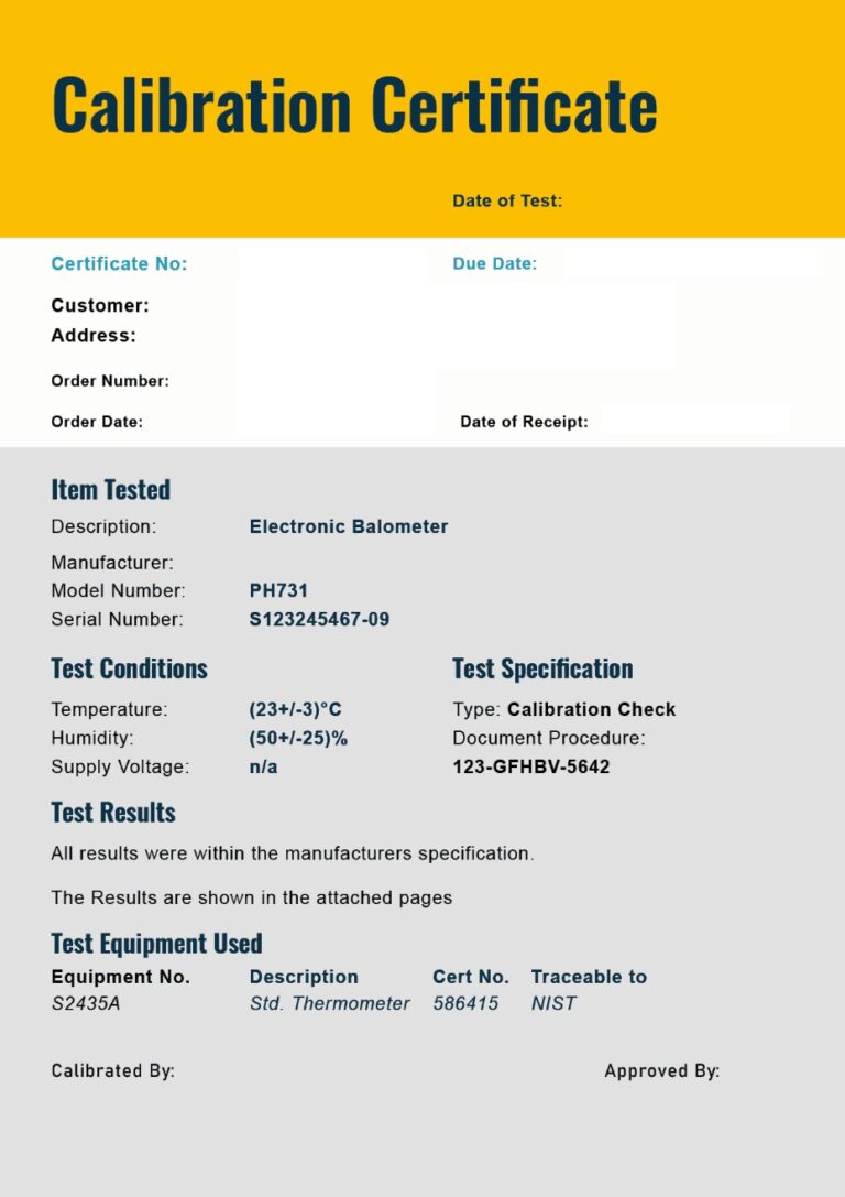 Calibration Certificate